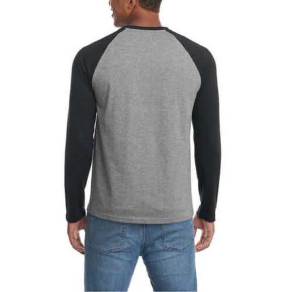 NWT Hurley Men's Raglan Embroidered Logo Long Sleeve Tee T-Shirt in  GREY - Picture 3 of 7
